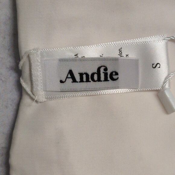 Andie 90s High Waisted Bikini Bottom Coconut (White / Cream) Textured S New - Picture 7 of 11